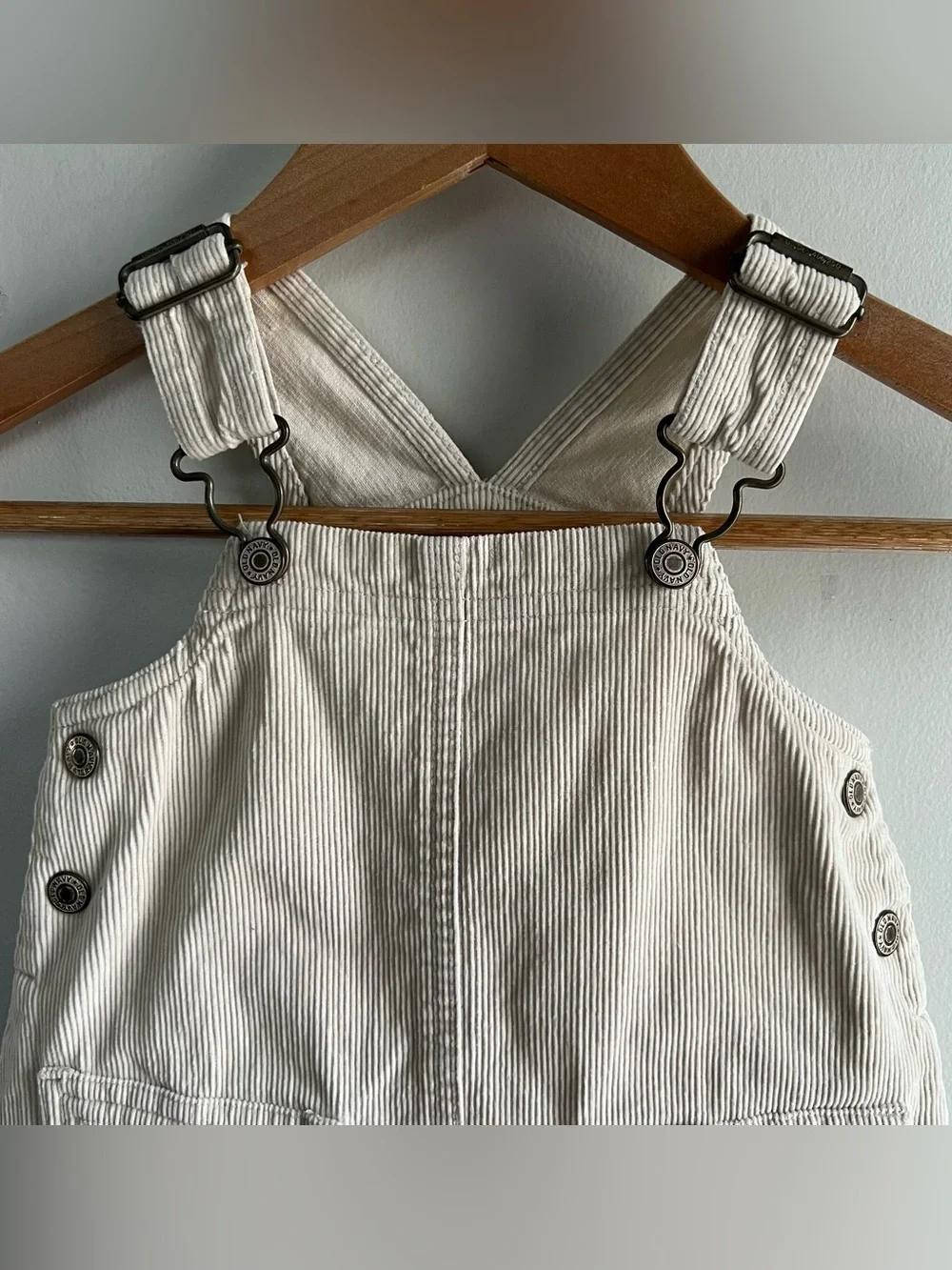 Vintage Old Navy Baby 12-18 Months Corduroy Overall Dress Jumper Cream Pockets